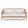 Sofa trzyosobowa z drewna teak i poliestru, beżowa