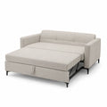 Sofa rozkładana beżowa z tkaniny poliestrowej 200x150x90 cm