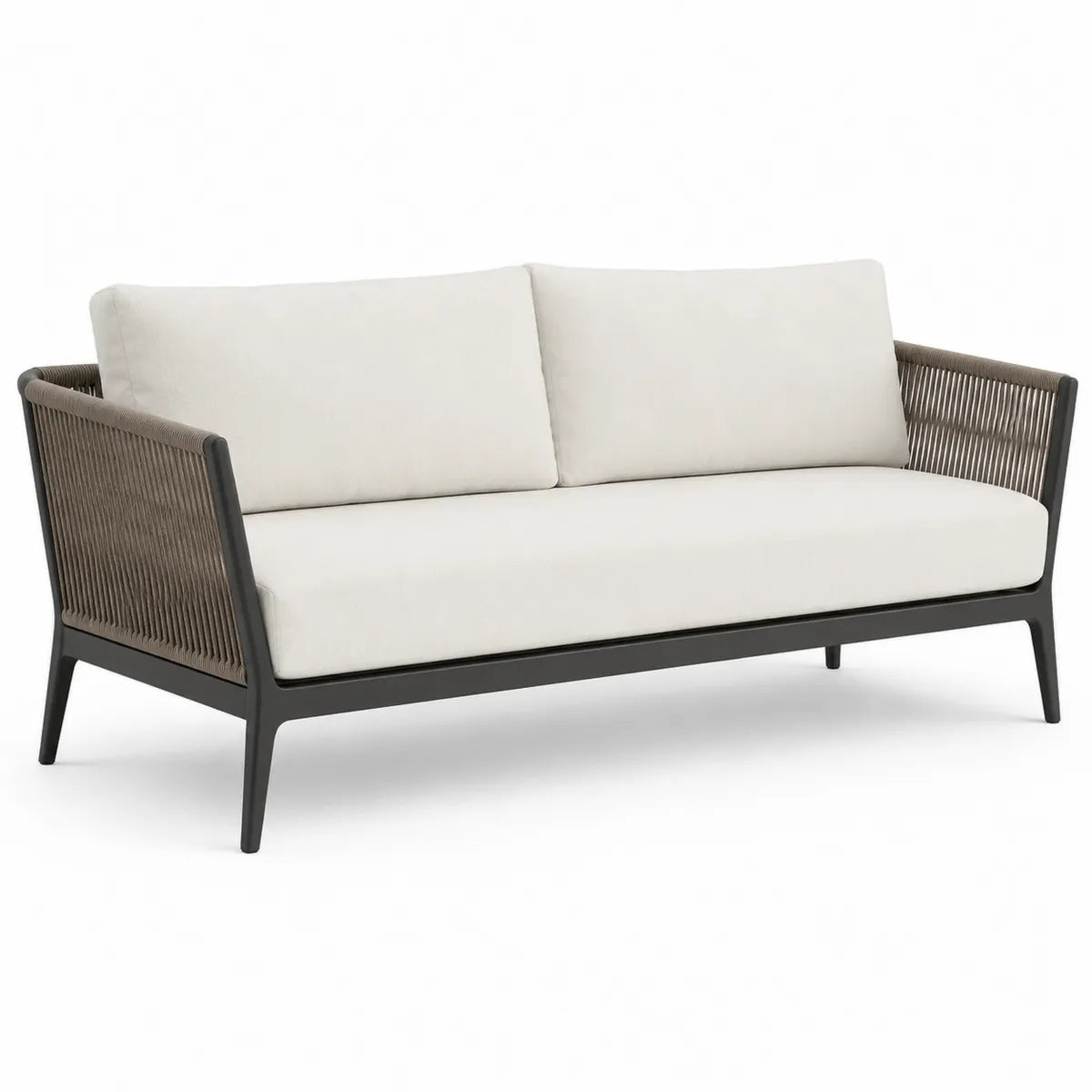 Trzyosobowa sofa ogrodowa z aluminium i poliestru kremowo-szara