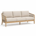 Sofa ogrodowa teakowa beżowa z poduszkami 200 cm