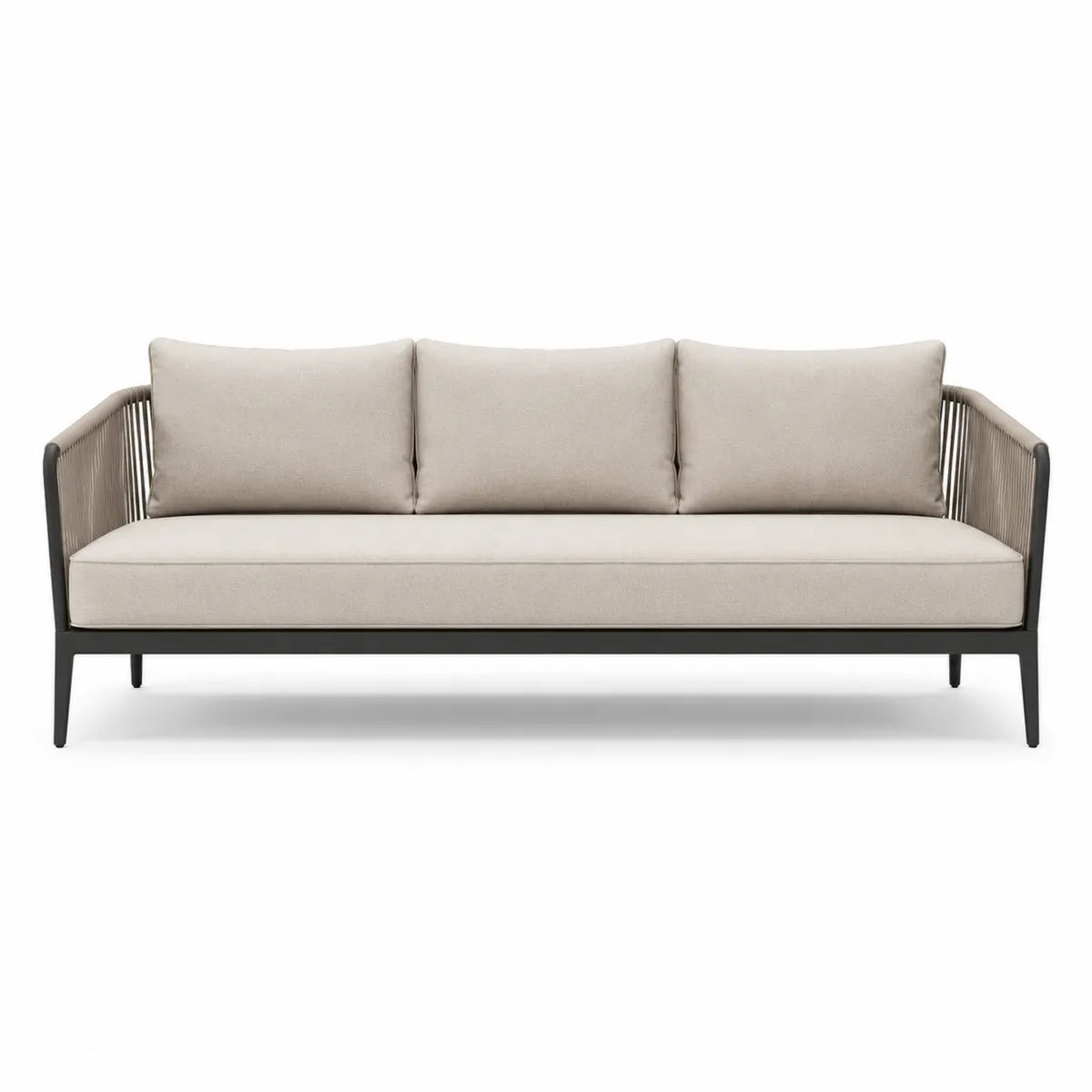 Sofa ogrodowa beżowa aluminium 200x75x80 cm