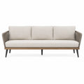 Sofa ogrodowa 3-osobowa beżowa poliester metal drewno