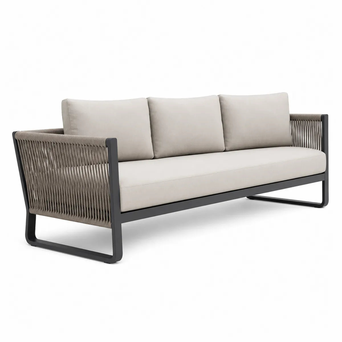 Sofa ogrodowa 3-osobowa aluminium i poliester beżowy