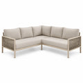 Narożna sofa ogrodowa beżowa aluminium tkanina olefinowa 200x250 cm