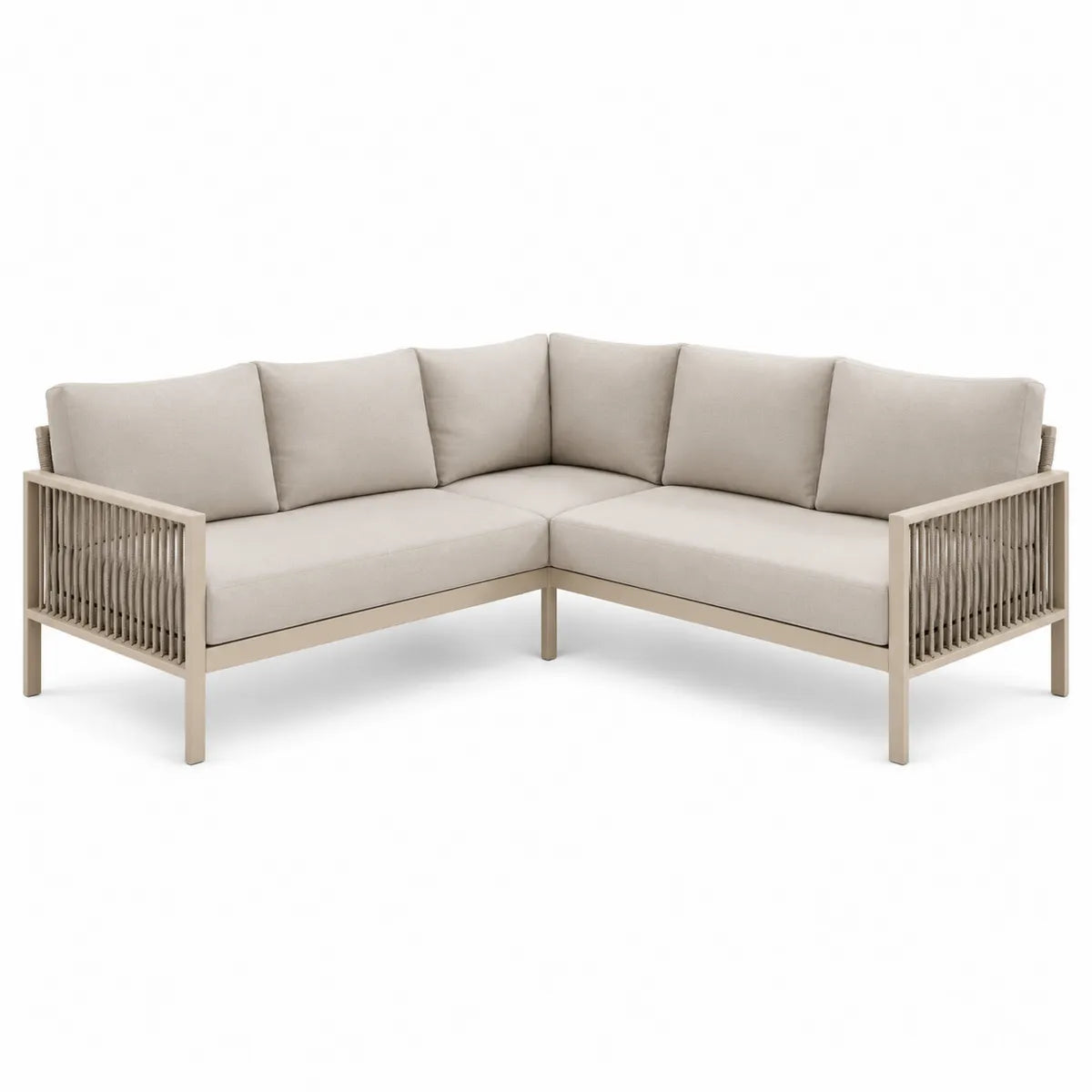 Narożna sofa ogrodowa beżowa aluminium tkanina olefinowa 200x250 cm