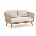 Dwuosobowa sofa z drewna tekowego i wodoodpornej liny