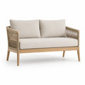 Dwuosobowa sofa ogrodowa z drewna i sznurka, beżowa, 120x75x80 cm
