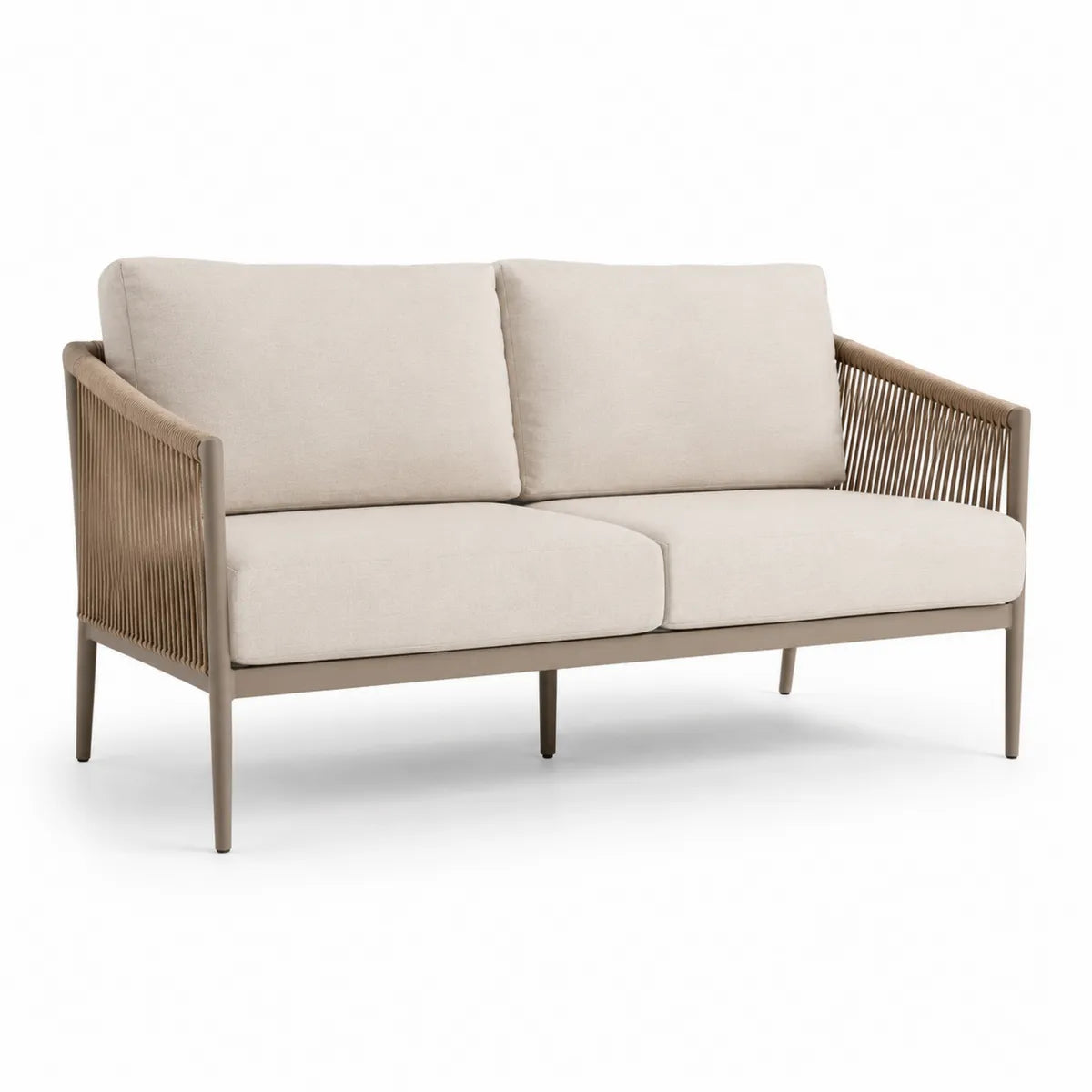 Sofa ogrodowa 3-osobowa aluminium lina poliestrowa kremowa 190 cm