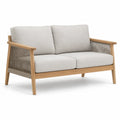Dwuosobowa sofa ogrodowa z drewna teak i sznurka, beżowa