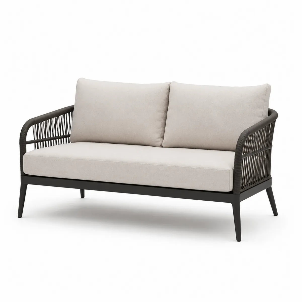 Sofa zewnętrzna z poduszkami tkanina poliestrowa szara aluminium
