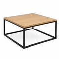 Stolik kawowy drewniany blat metalowa rama dąb 80x80x40cm