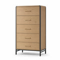 Komoda z 5 szufladami z drewna dębowego i metalu 60x40x120 cm
