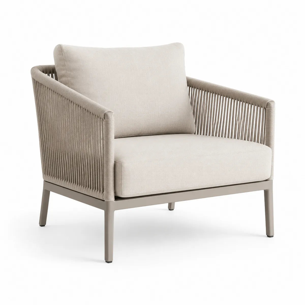Fotel ogrodowy beżowy, rattan syntetyczny, aluminiowa rama, 80cm x 75cm x 70cm