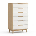 Komoda drewniana MDF biały z sześcioma szufladami 120cm