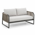 Sofa metalowa szara z plecionki poliestrowej 150 cm