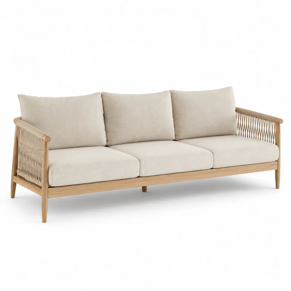 Drewniana sofa ogrodowa z poduszkami z poliestru 200x80x75cm