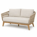Sofa ogrodowa 2-osobowa tkanina syntetyczna i drewno teak 150x75x80 cm