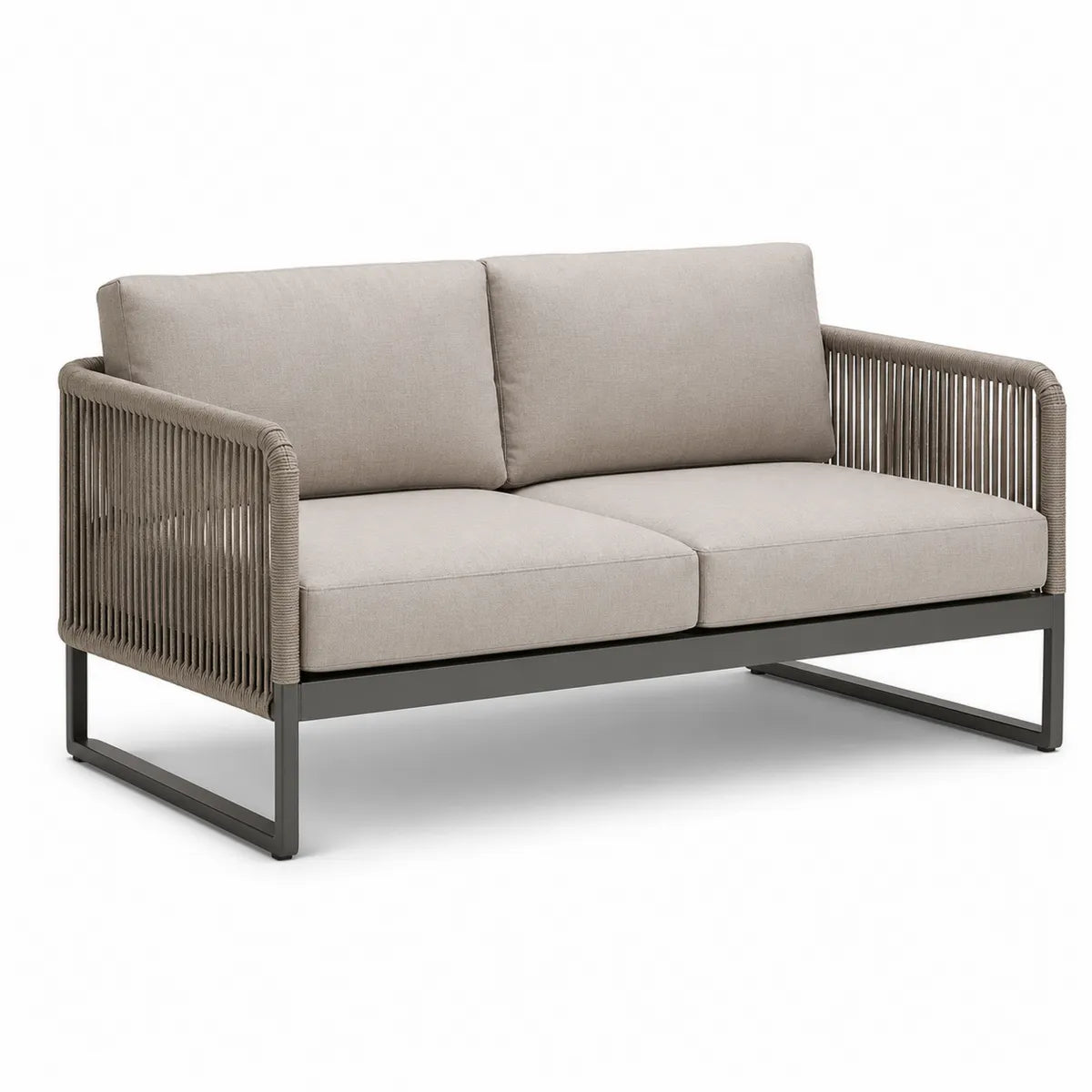 Dwuosobowa sofa z aluminium i poliestru w kolorze beżowym