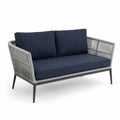 Sofa aluminiowa z poliestrową tapicerką granatowa 140 cm