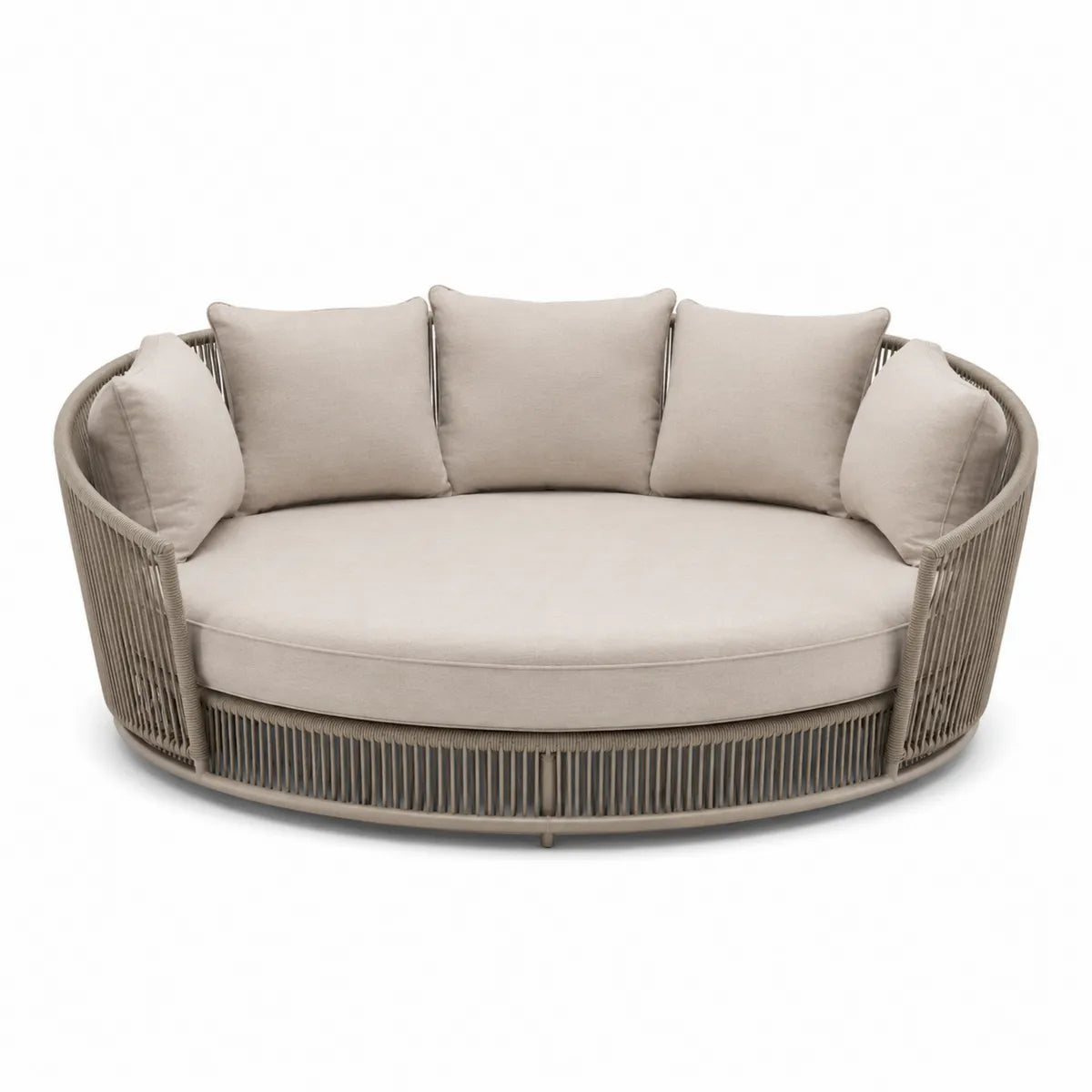 Okrągła sofa z aluminium i poliestru 220cm beżowa