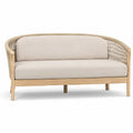 Sofa ogrodowa z drewnianą ramą i jasnobeżowym obiciem 180x80x75cm