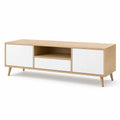 Szafka RTV drewniana i MDF dąb/biały 150x40x50 cm