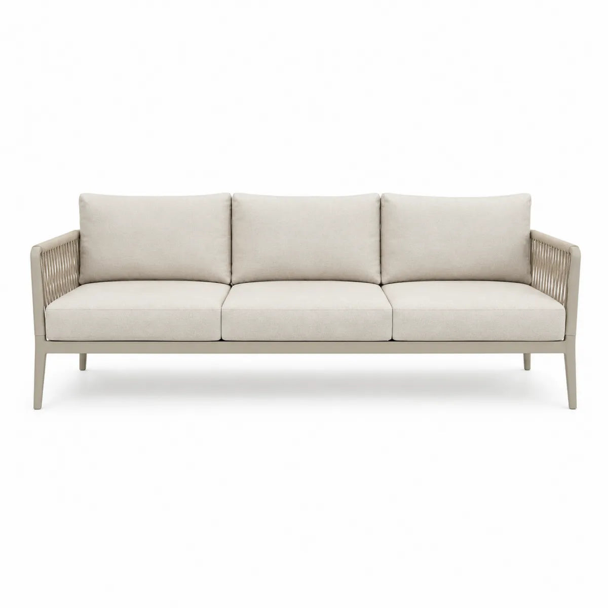 Trzyosobowa sofa ogrodowa aluminiowa beżowa 210 cm