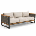 Trzyosobowa sofa ogrodowa z aluminium i drewna tekowego, beżowa